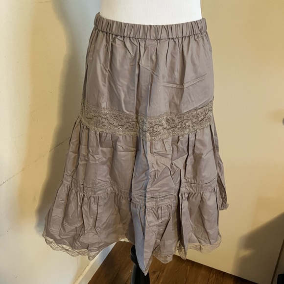 Japanese Voi·e·noi Fairy core Lace Tiered Skirt Tan brown - Picture 8 of 14